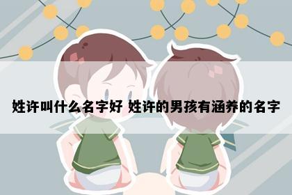 姓许叫什么名字好 姓许的男孩有涵养的名字
